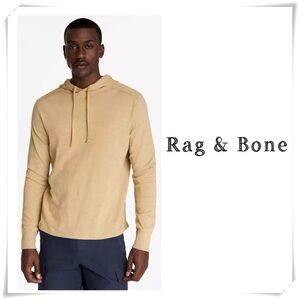 Rag & Bone Flame Cotton Hoodie Long Sleeve in Beige Size L